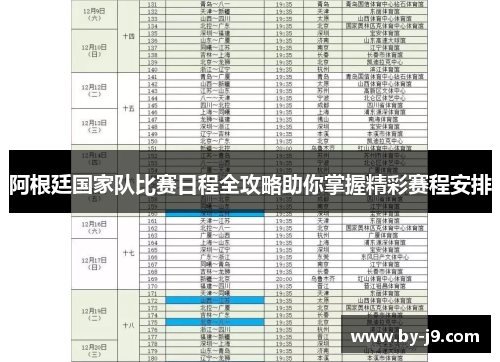 阿根廷国家队比赛日程全攻略助你掌握精彩赛程安排